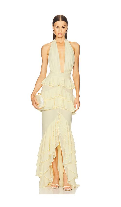 Michael Costello x REVOLVE Clara Bow Gown in Lemon.  XS. Also in