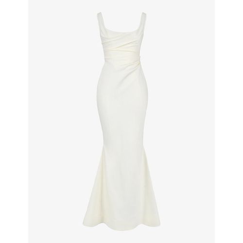 Womens Off White Emilie Cowl-neckline Satin Bridal Gown
