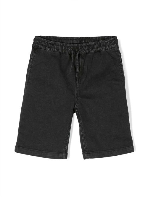 Drawstring-waist cotton shorts - Black