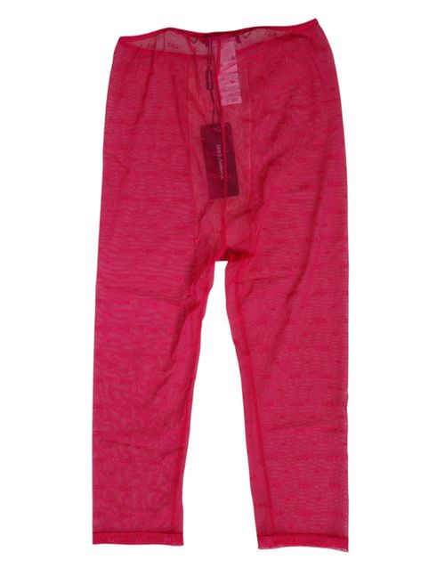 Logo-Patterned Lace Leggings — Pink