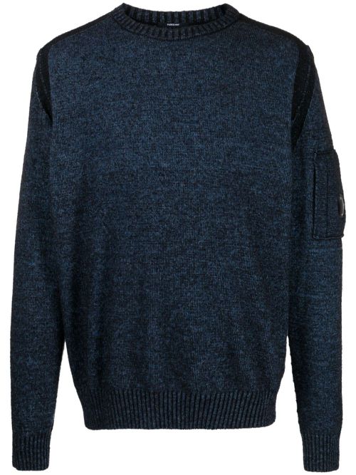 Lens-detail crew-neck jumper - Blue