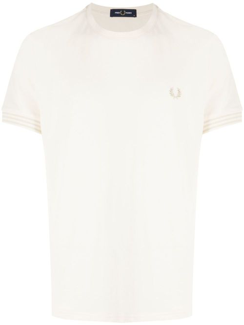 Laurel Wreath-embroidered cotton T-shirt - White