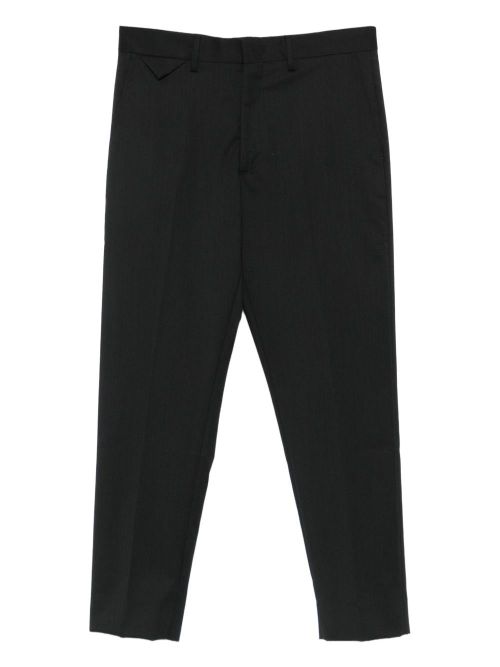Wool Blend Cropped Trousers — Black