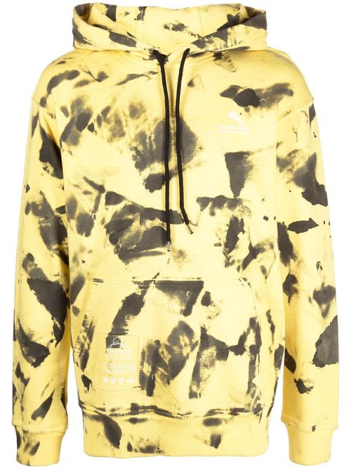 Abstract-print drawstring hoodie - Yellow