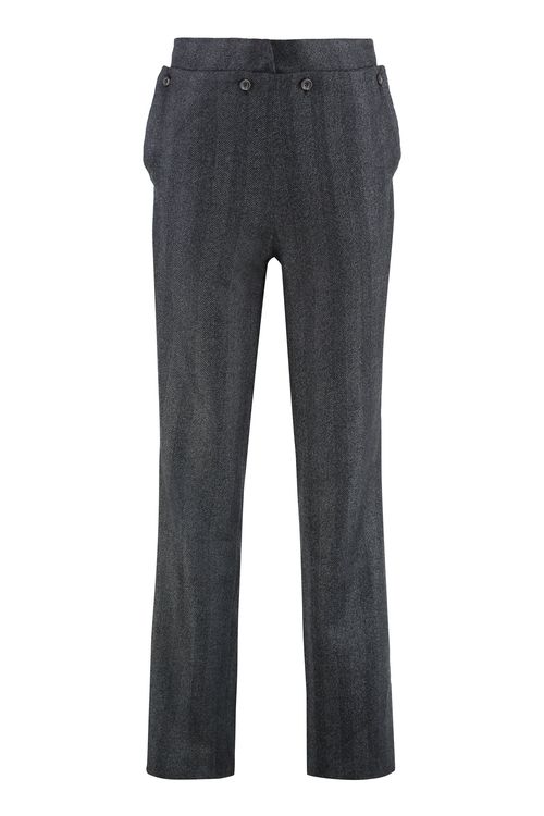 Women's Pinstripe Straight-Cut High-Waist Trousers