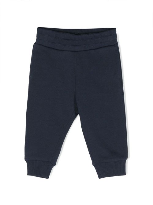 Logo-patch cotton trousers - Blue
