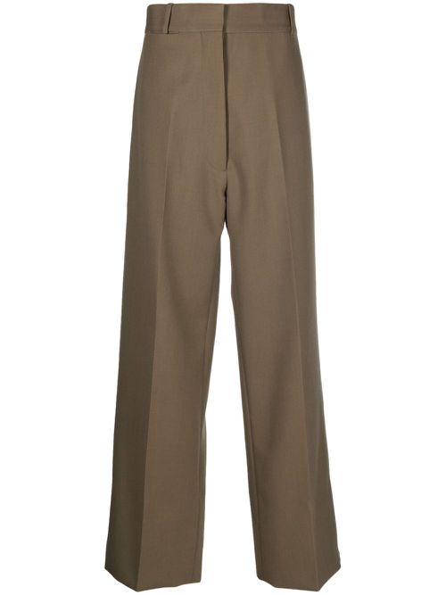 Pressed-crease wool tailored trousers - Brown