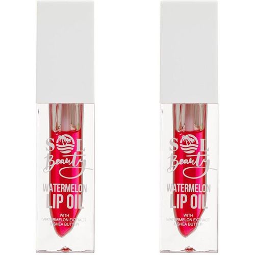 Sol Beauty Watermelon Lip Oil Extract Shea Butter Nourish Hydrate Soften Lips 3G In Clear
