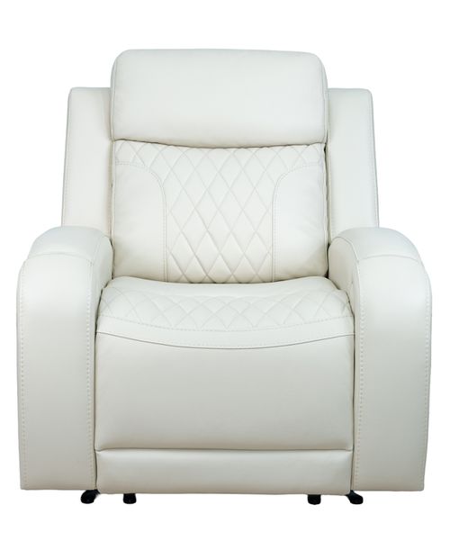 "Niccy Leather 41.75"" Power Motion Lay Flat Recliner - Beige"