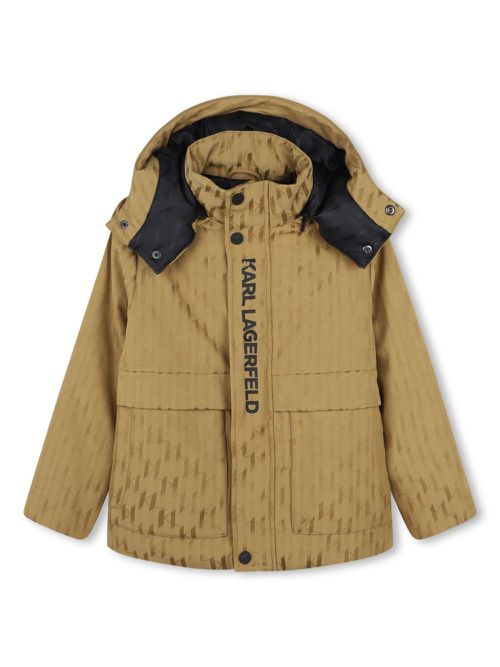 Monogram-pattern jacquard coat - Neutrals