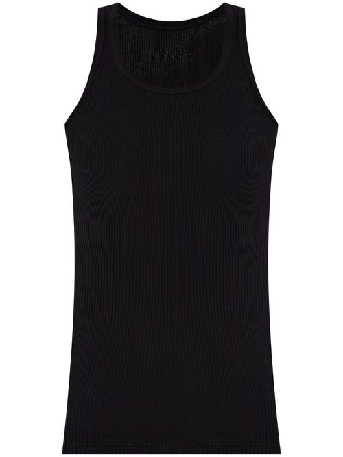 Logo-embroidered tank top - Black