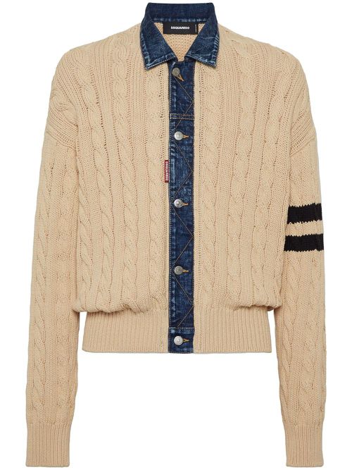 Cable-knit cardigan - Neutrals