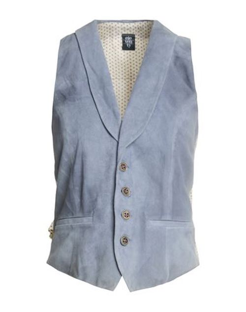 Woman Tailored Vest Slate blue Size 4 Goat skin