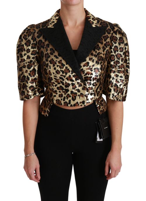 Leopard Sequined PVC Blazer — Gold