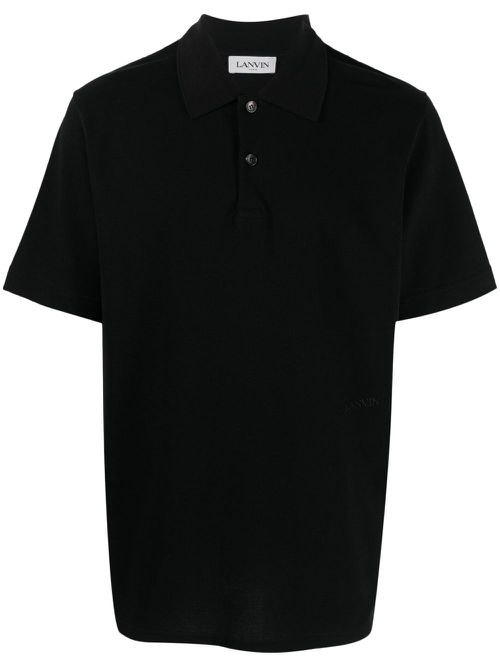 Logo-embroidered cotton polo shirt - Black