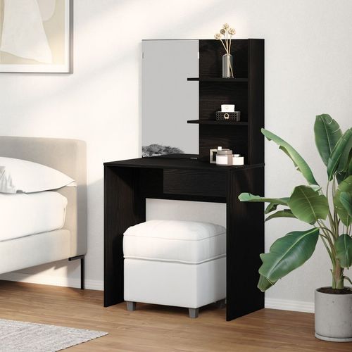 Black Oak Dressing Table with Mirror - 74.5 x 40 x 141 cm