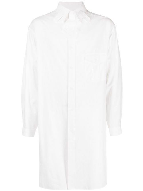 Tab-collar long shirt - White