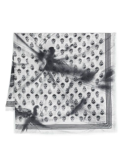 Skull-print scarf - White