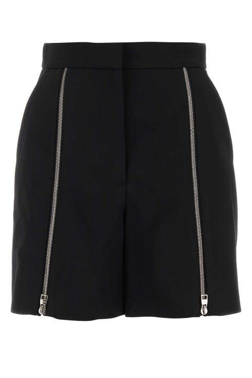 Zip-Detail Wool Bermuda Shorts — Black