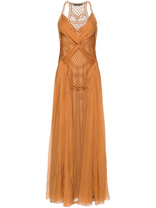 Alberta Ferretti openwork maxi dress - Bruin