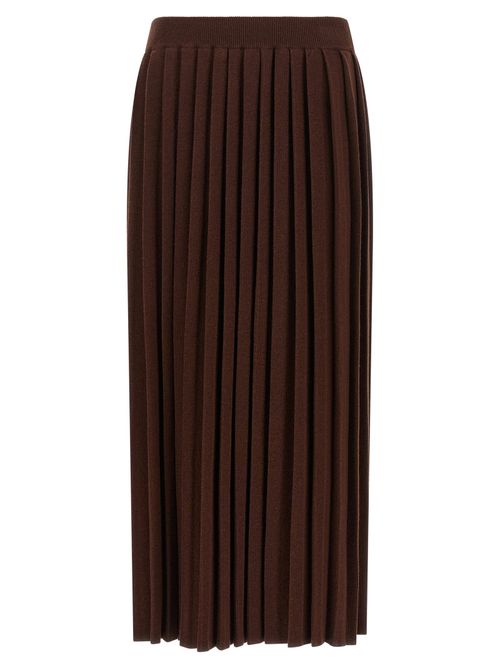 Knitted Pleated Skirt — Brown
