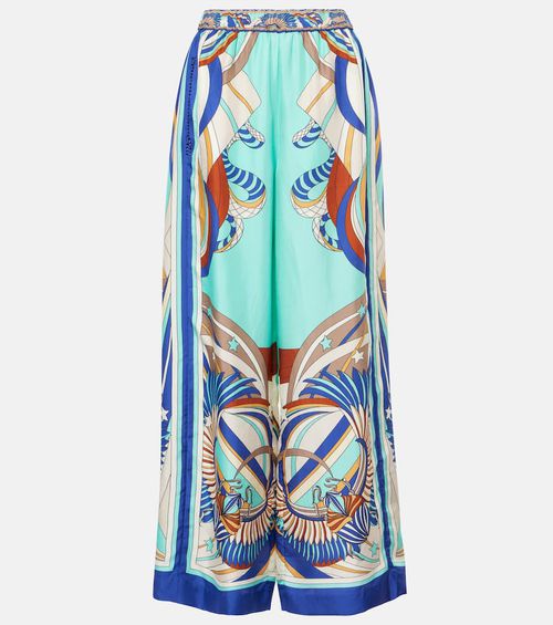 Camilla Printed silk satin palazzo pants