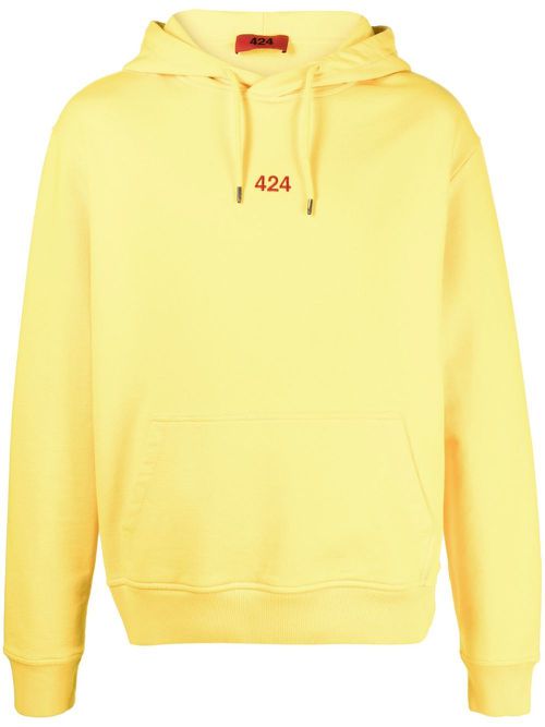 Logo-embroidered hoodie - Yellow