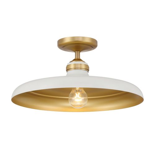 Legacy Brass & Off White Cream Semi Flush Mount from the Crowne Collection