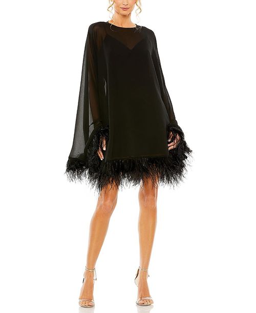 Mac Duggal | Feather Trimmed Trapeze Dress | Realry