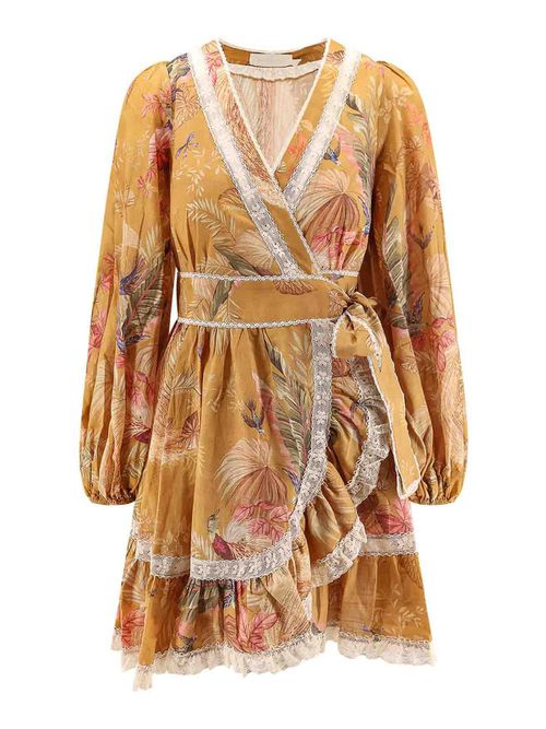 Short Frill dress in cotton with floral print