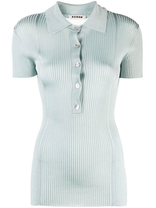 Knitted short-sleeve top - Blue