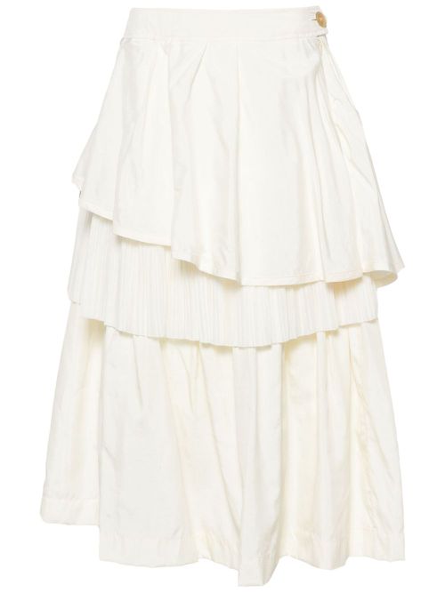 Tulle-overlay ruffled skirt - Neutrals