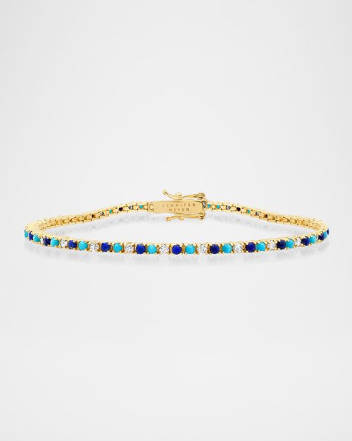 18K Yellow Gold Small 4 Prong Tennis Bracelet with Diamonds