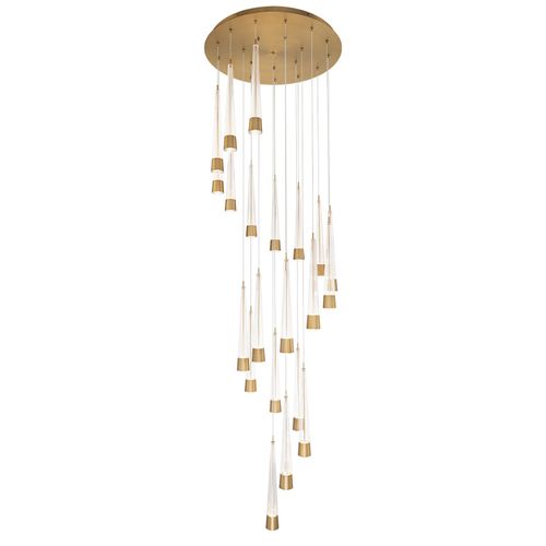 Aged Brass LED Chandelier from the Quill Collection