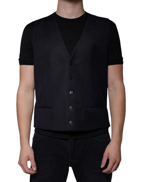 Wool-Mohair Formal Vest — Black