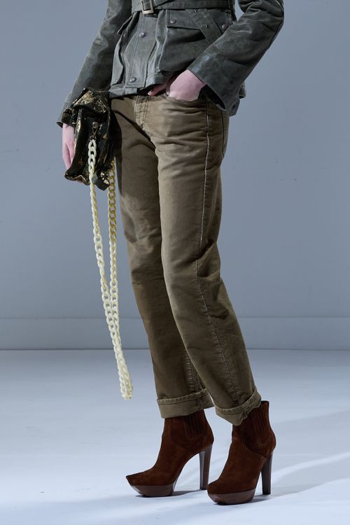 R13 Boyfriend Jean - Olive Garment Dyed Moleskin Green
