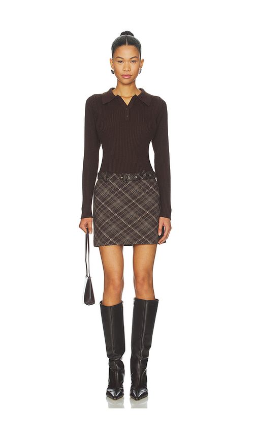 ASTR the Label Baylie Media Dress in Brown. - L also in XS, S