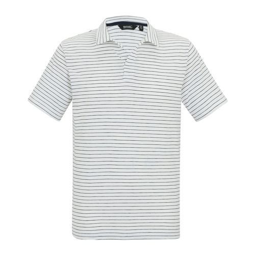 Regatta Mens Hadvo Stripe Polo Shirt - White/Navy - - White/Navy - 100% Cotton