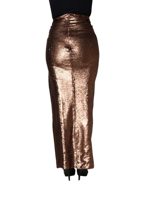 Sequinned All-Over Embellished Maxi Skirt — Rose gold