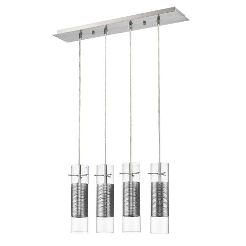 Brushed Nickel Four Light Pendant from the Scope Collection