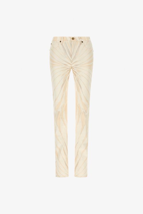 Ray Of Gold Print Skinny Cotton Trousers