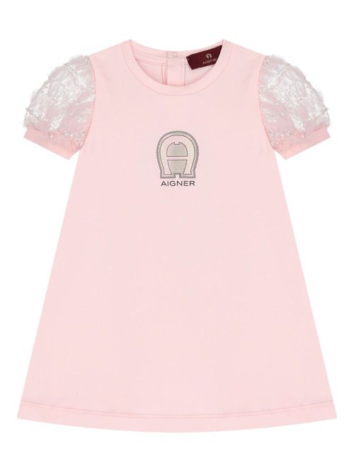 Aigner Kids logo-embroidered dress - Pink