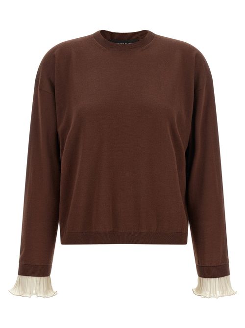 Pleated-Cuff Sweater — Brown