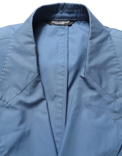 Cotton Double-Breasted Blazer — Blue