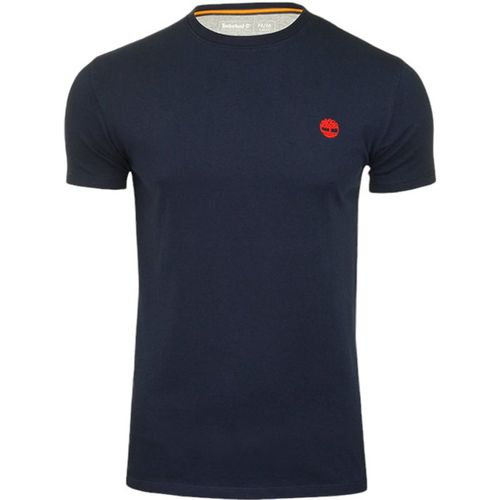 Timberland Mens T Shirt Crew Neck Short Sleeve Summer Cotton Tee Casual Top - Navy/Red - Size Small