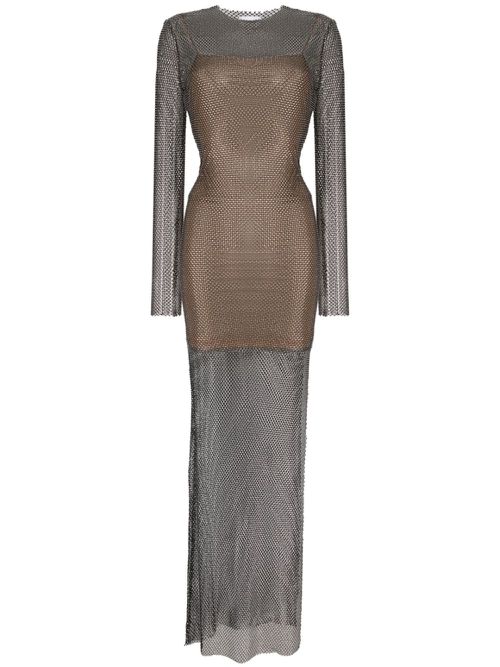 Crystal-embellished net maxi dress - Black