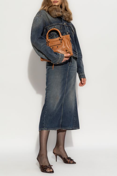 Balenciaga Denim Jacket With Vintage Effect, Women's, Navy Blue
