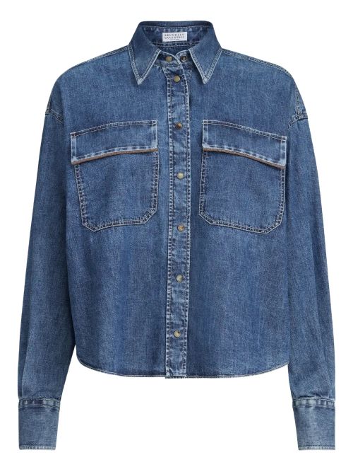 Flap-Pocket Denim Overshirt — Blue
