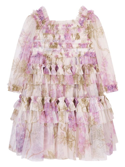 Wisteria floral-print ruffled dress - Neutrals