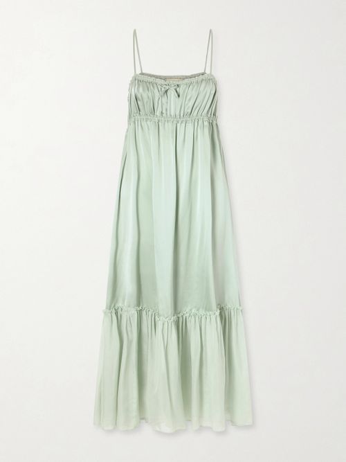 Marielle Silk Maxi Dress - Green